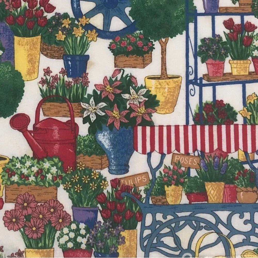 4 Vintage Colorful French Flowers Cart Cloth Placemats Farmhouse Provence FLAWS